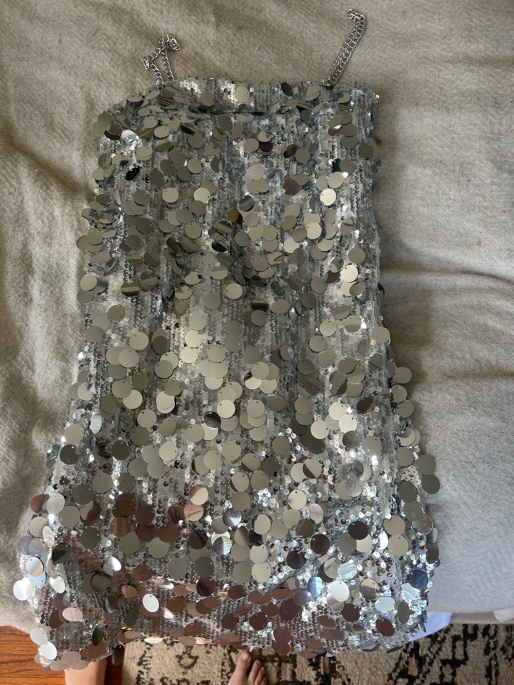 Silver Sequin Party Mini Dress